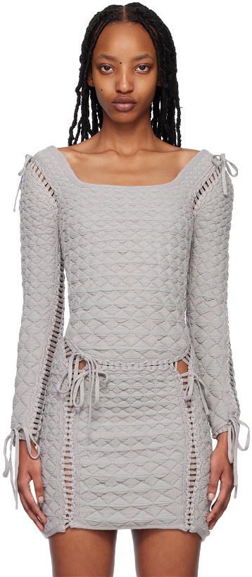 Photo: Isa Boulder SSENSE Exclusive Gray Expandable Quilted Sweater