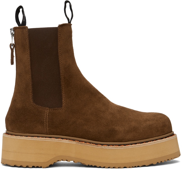 Photo: R13 Brown Single Stack Chelsea Boots