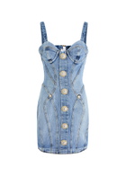 Balmain Panelled Stretch-denim Mini Dress