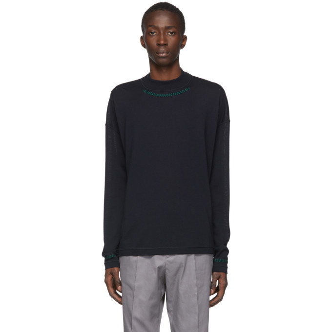 Photo: Jil Sander Blue Wool Mock Neck Sweater