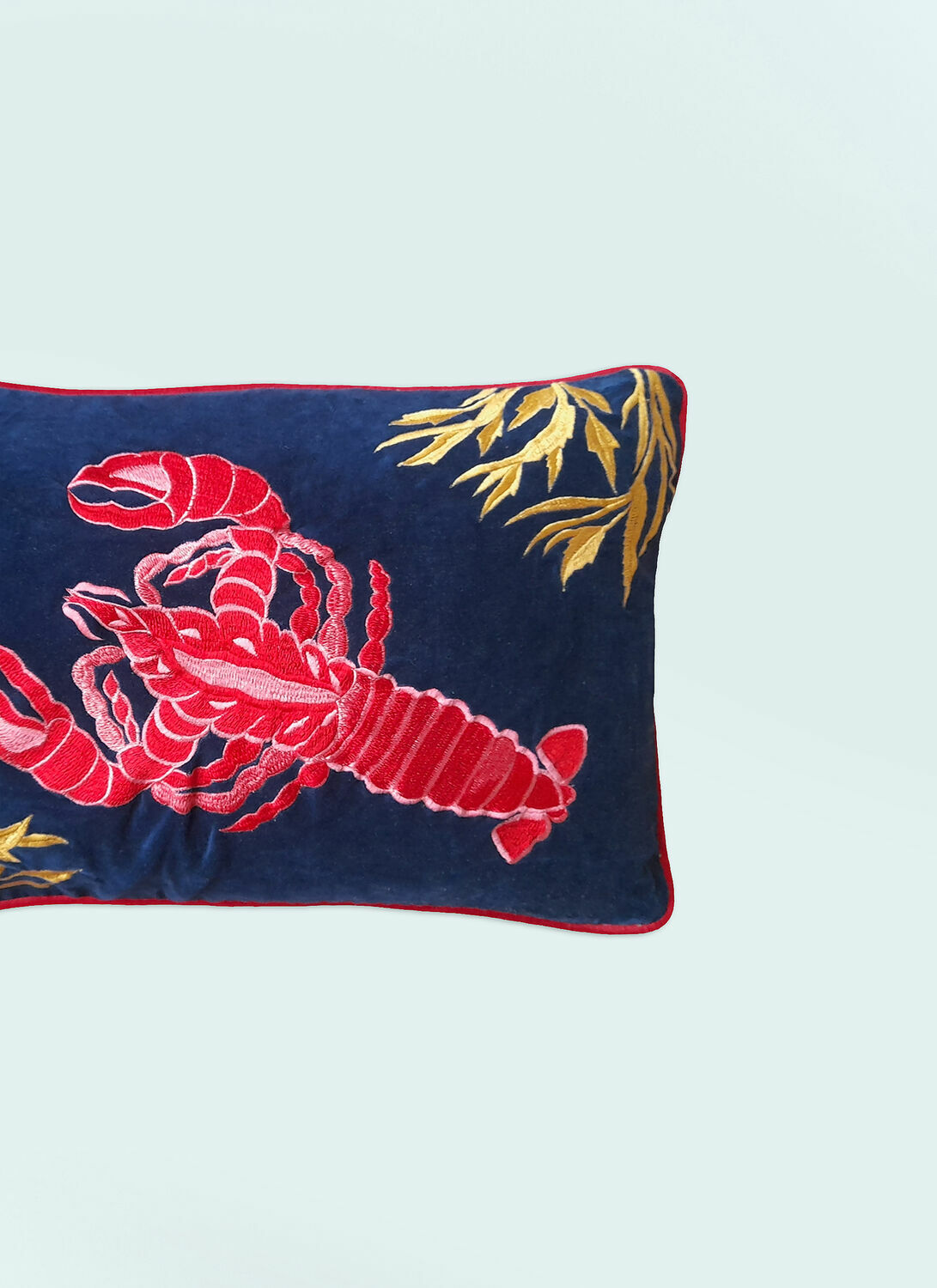 Les Ottomans Rock Lobster Embroidered Cushion