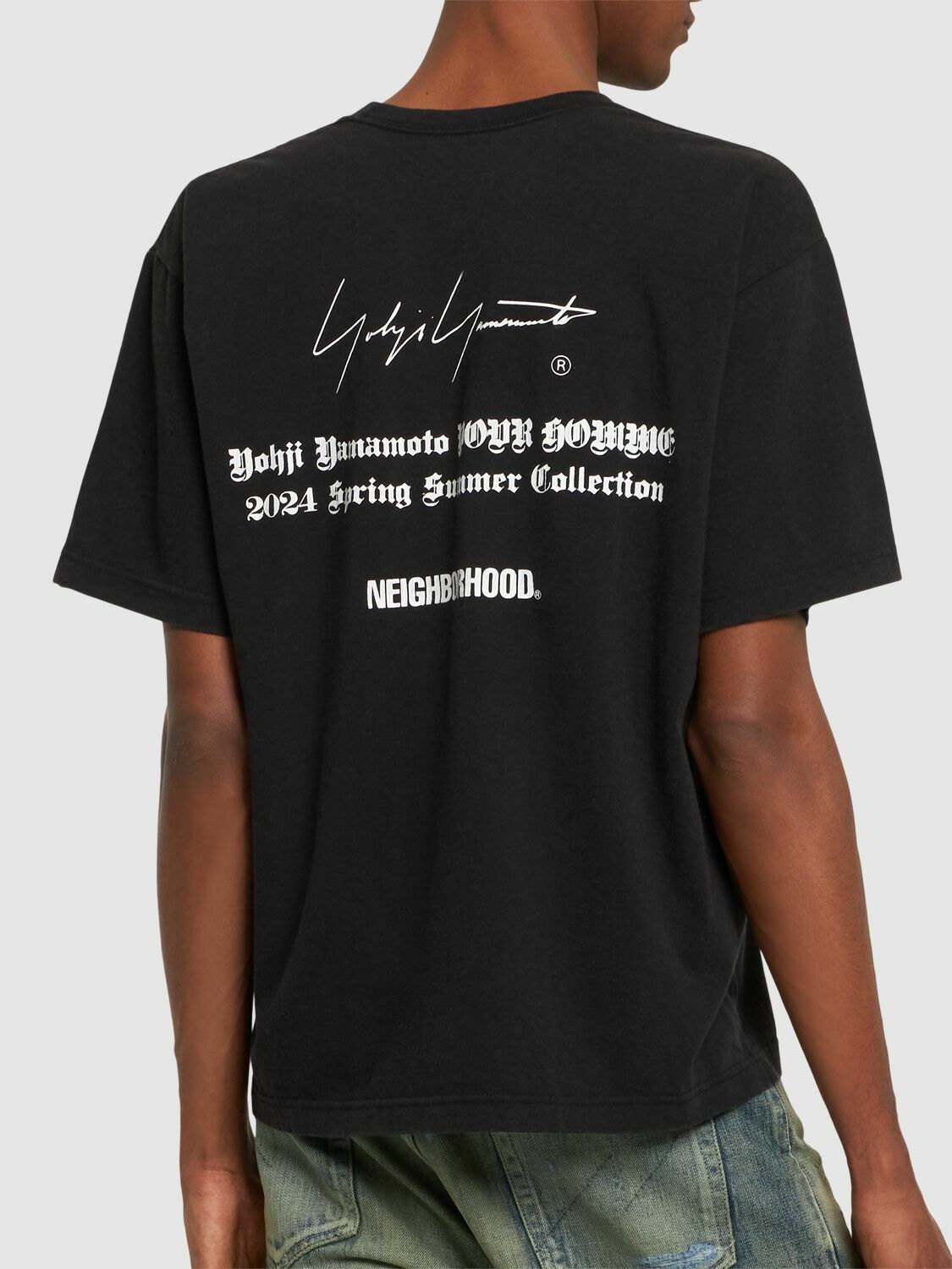 希少 NEIGHBORHOOD Yohji Yamamoto 加工 Tシャツ Yohji Yamamoto POUR HOMME ×NEIGHBORHOOD Print Short Sleeve T