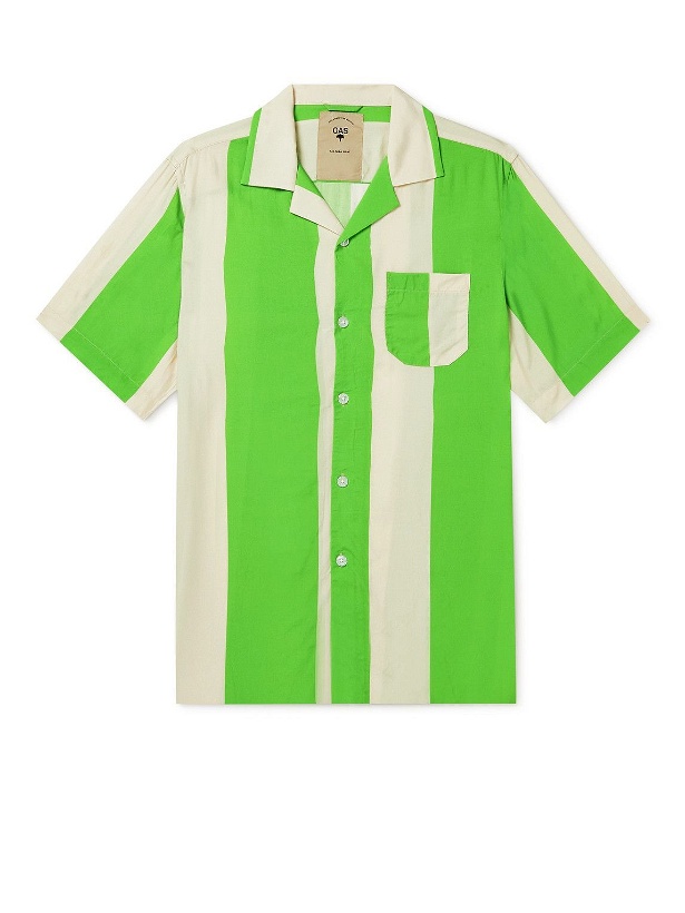 Photo: OAS - Camp-Collar Striped Woven Shirt - Green