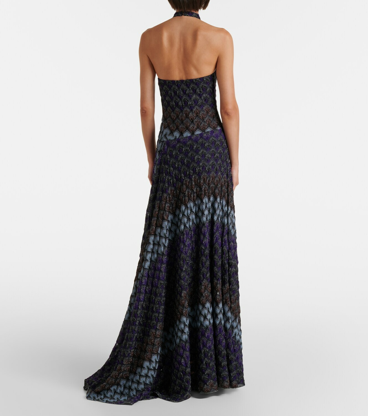 Missoni Halterneck knitted lamé gown