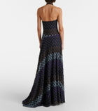 Missoni Halterneck knitted lamé gown