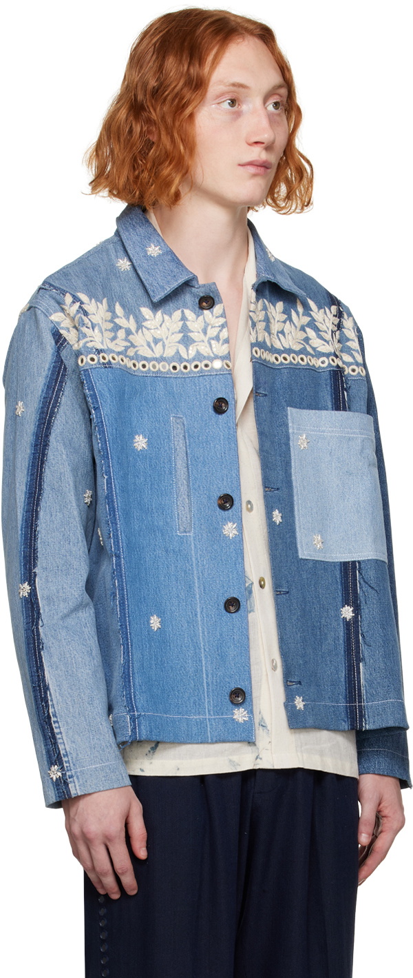 Karu Research Blue Paneled Denim Jacket