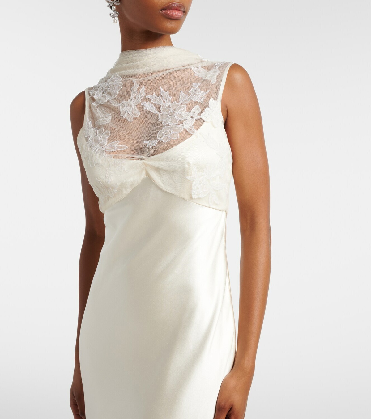 Danielle Frankel Bridal Esme lace-trimmed silk and wool gown