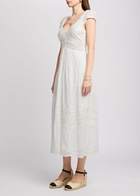 Loveshackfancy Suvi Guipure-lace Detailed Cotton Midi Dress White