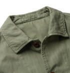 Mr P. - Garment-Dyed Herringbone Cotton and Linen-Blend Overshirt - Green