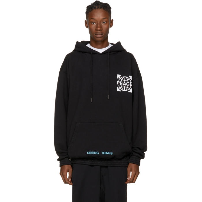 Photo: Off-White SSENSE Exclusive Black Overized Globe Hoodie