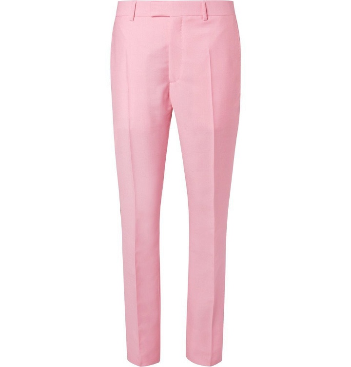 Photo: CALVIN KLEIN 205W39NYC - Slim-Fit Striped Mohair and Wool-Blend Trousers - Men - Pink