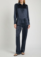 Olivia Von Halle Bacall Silk Pyjama set Navy