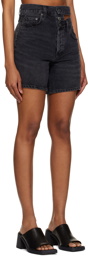 AGOLDE Black Broken Waistband Denim Shorts