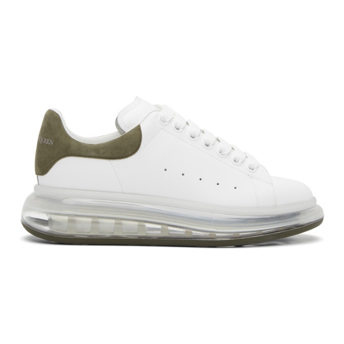Photo: Alexander McQueen White and Khaki Clear Sole Oversized Sneakers