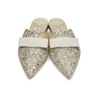 Jimmy Choo Gold and White Glitter Galaxy Flat Loafers