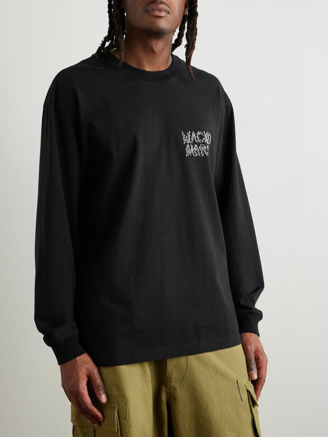 Wacko Maria - Neck Face Logo-Embroidered Printed Cotton-Jersey T-Shirt - Black