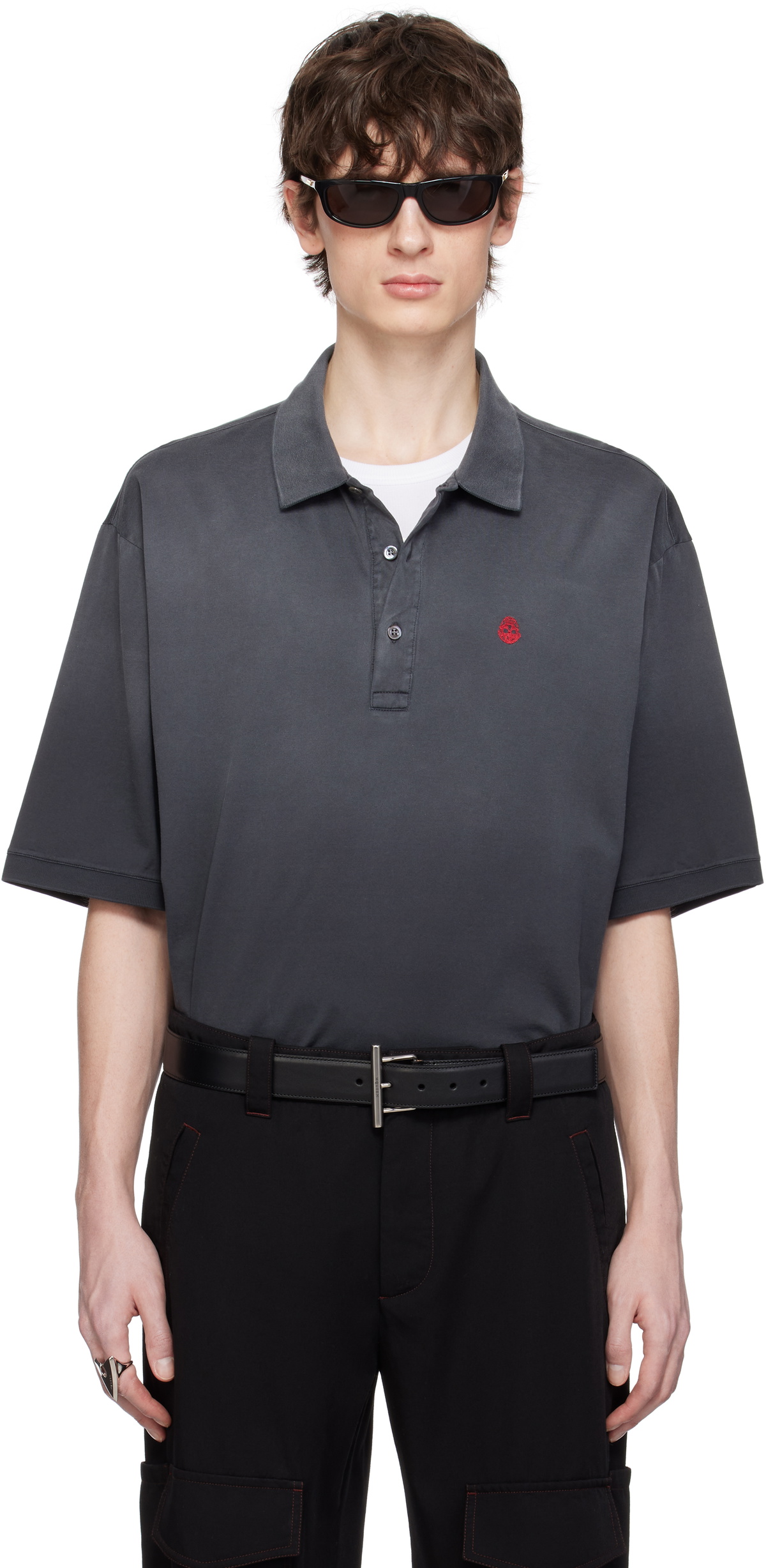 McQueen Gray Dyed Mercerized Cotton Polo