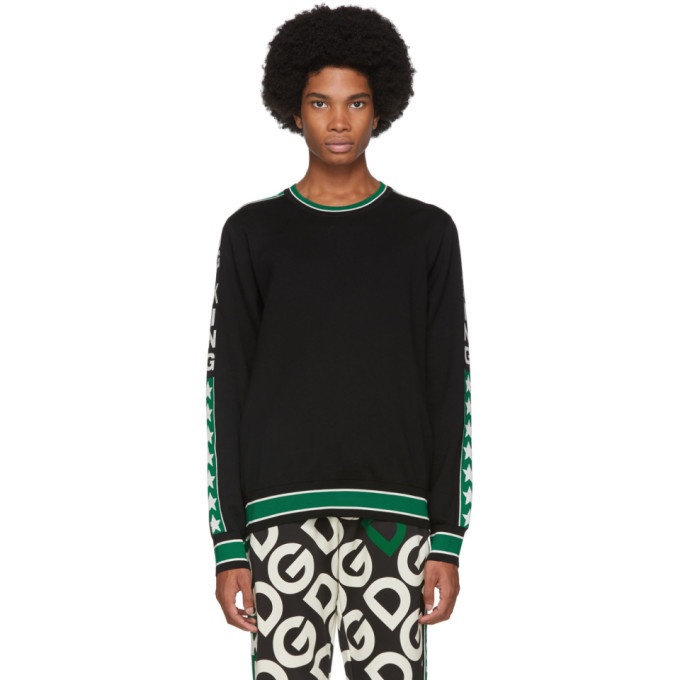 Photo: Dolce and Gabbana Black and Green Wool DG King Sweatshirt