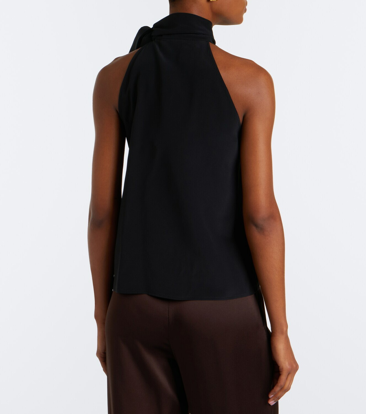 Max Mara Pleated tie-neck silk crêpe de chine top
