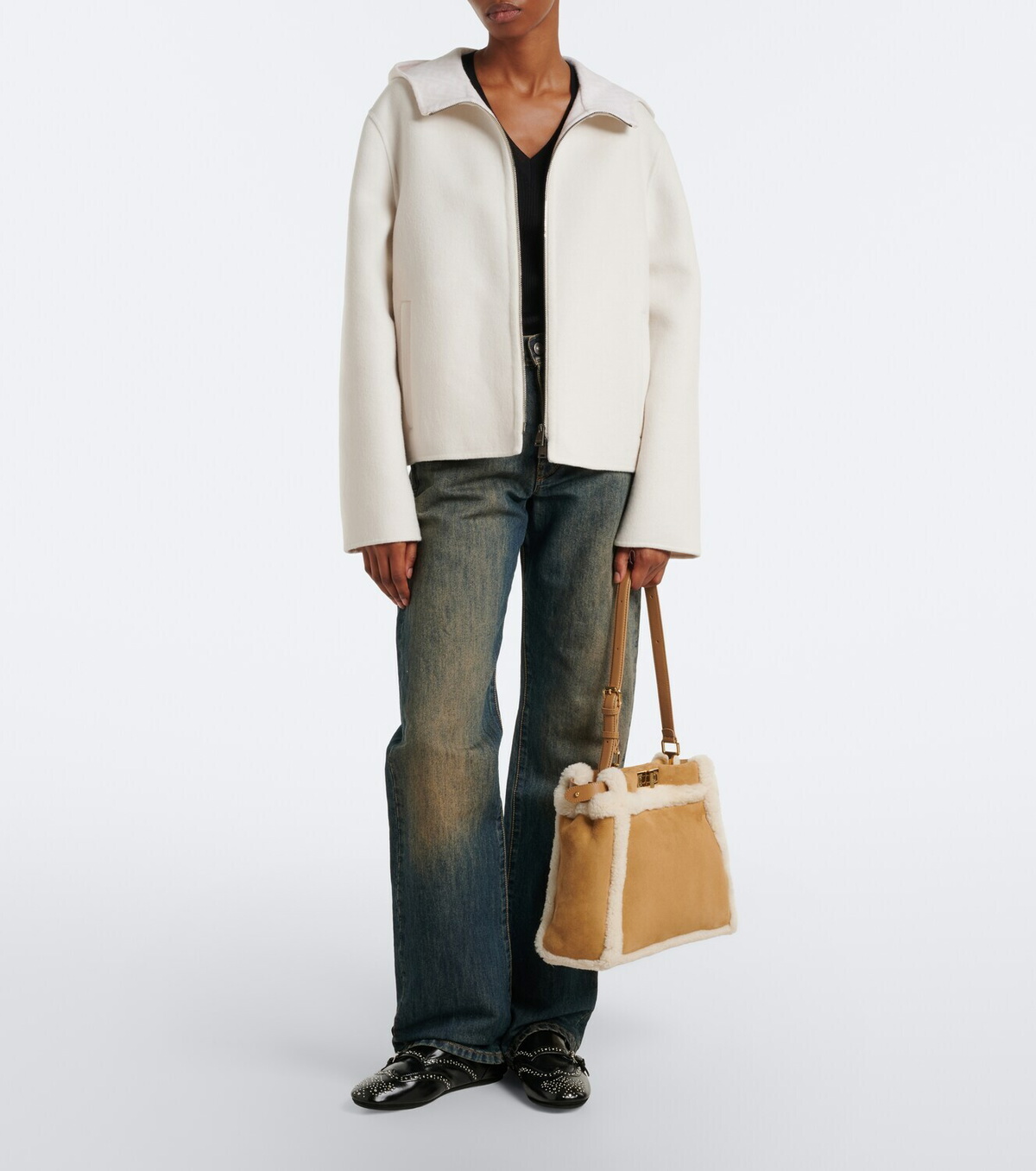 Fendi Peekaboo® Medium suede shoulder bag