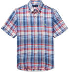 Polo Ralph Lauren - Button-Down Collar Checked Linen Shirt - Blue