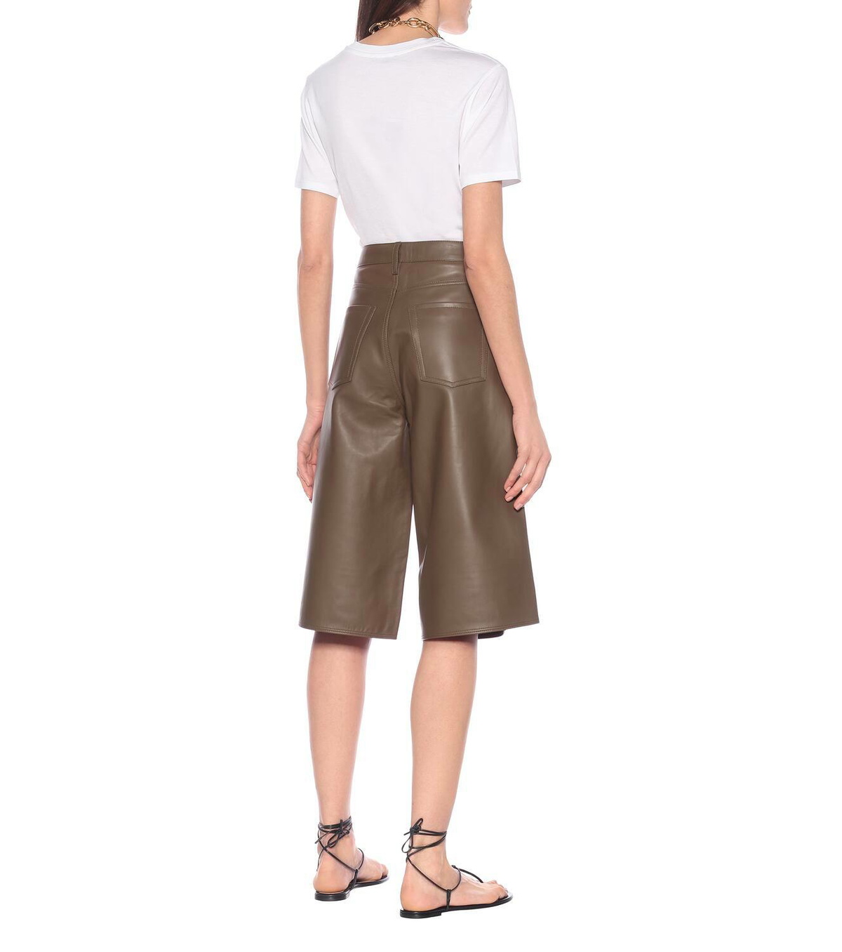 Goldsign High-rise leather Bermuda shorts