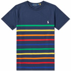 Polo Ralph Lauren Men's Multi Stripe T-Shirt in Newport Navy Multi