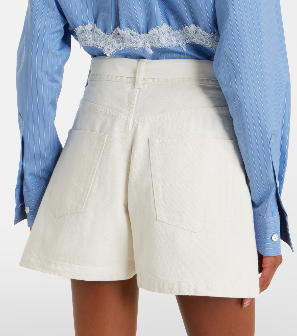 Sacai Paneled denim shorts