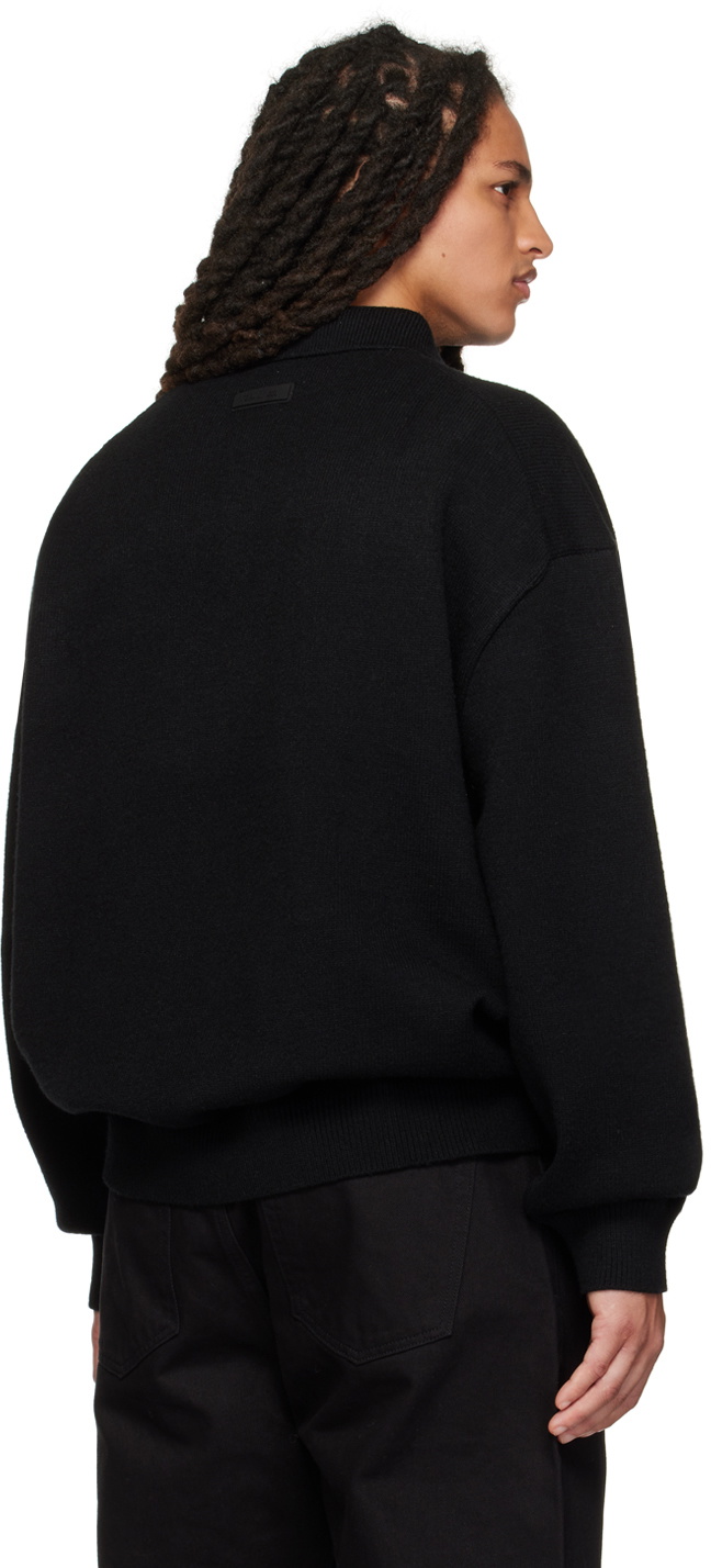 Essentials Black Spread Collar Polo