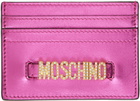 Moschino Pink Lettering Logo Foiled Card Holder
