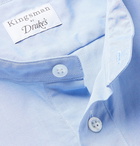 Kingsman - Grandad-Collar Washed Cotton Oxford Half-Placket Shirt - Blue