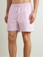 Polo Ralph Lauren - Traveler Straight-Leg Mid-Length Striped Cotton-Blend Seersucker Swim Shorts - Pink