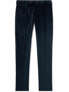 Lardini - Slim-Fit Stretch-Cotton Corduroy Suit Trousers - Blue