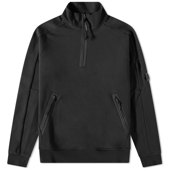 Photo: C.P. Company Men's Arm Lens Quarter Zip Sweat in Black