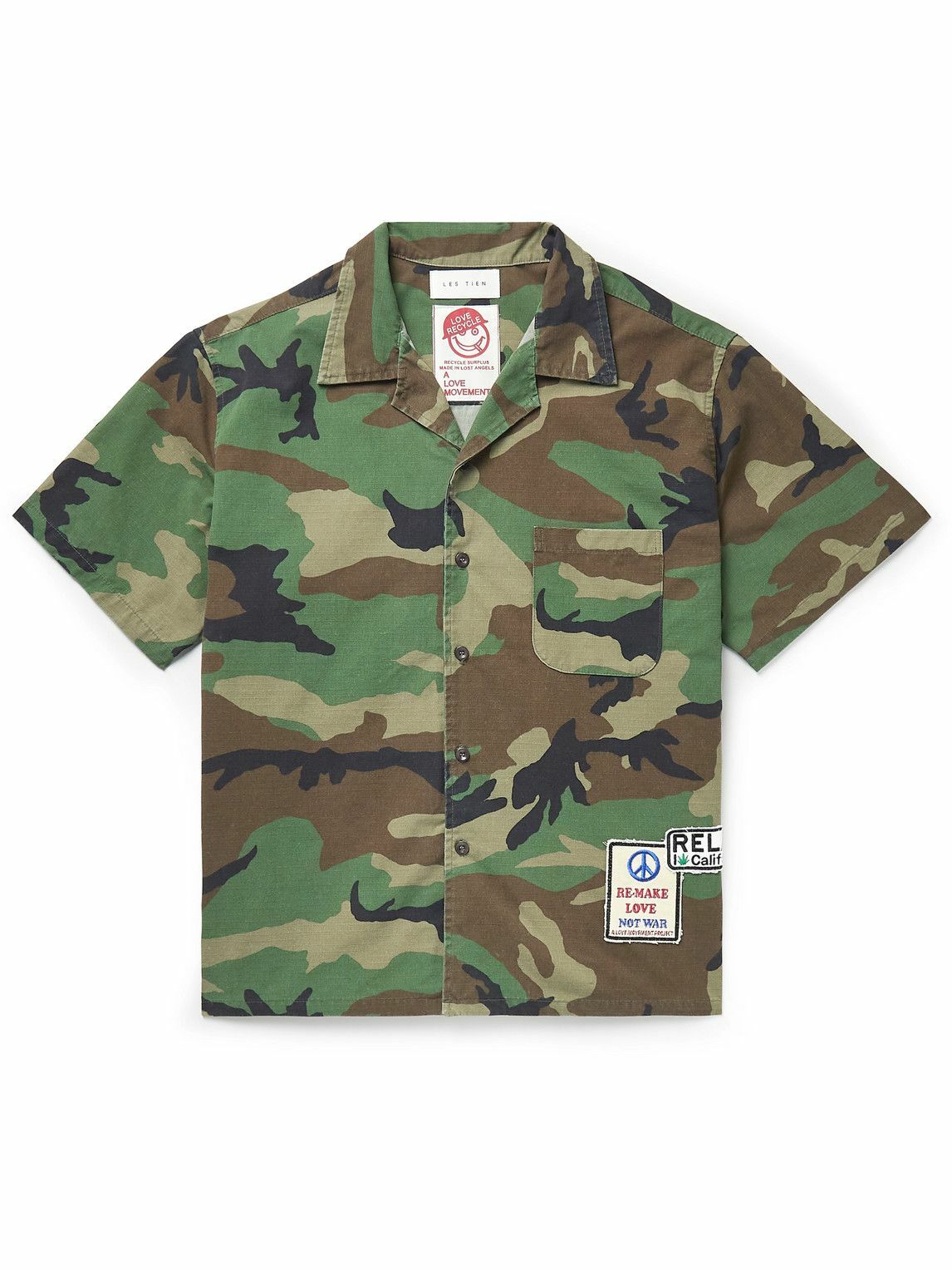 Les Tien - Camp-Collar Appliquéd Camouflage-Print Cotton-Ripstop 