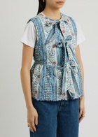 Damson Madder Catrin Reversible Floral-print Cotton Gilet Blue