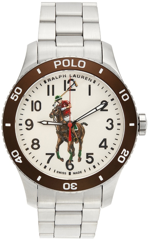 Photo: Polo Ralph Lauren White & Brown 'The Polo' 42mm Watch