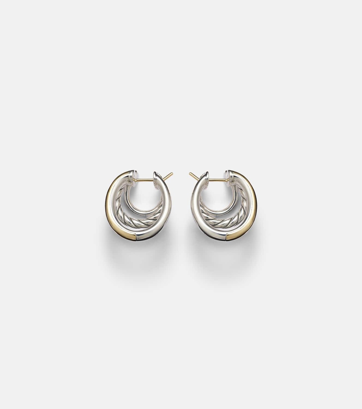 David Yurman DY Mercer® 18kt gold and sterling silver hoop earrings with diamonds