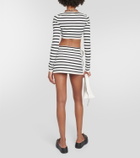 Jean Paul Gaultier Striped flower-appliqué crop top