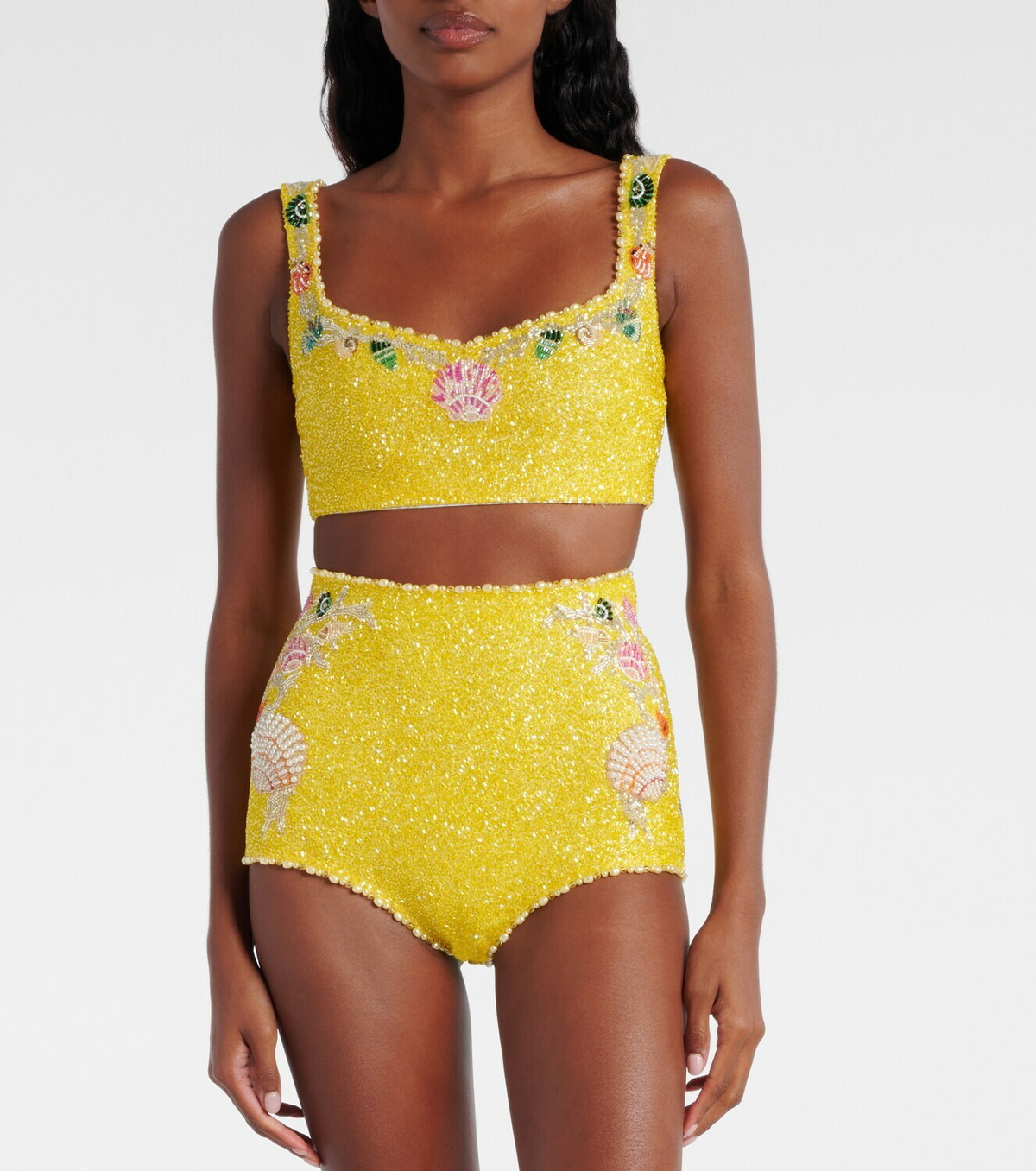 Clio Peppiatt Marina embellished crop top