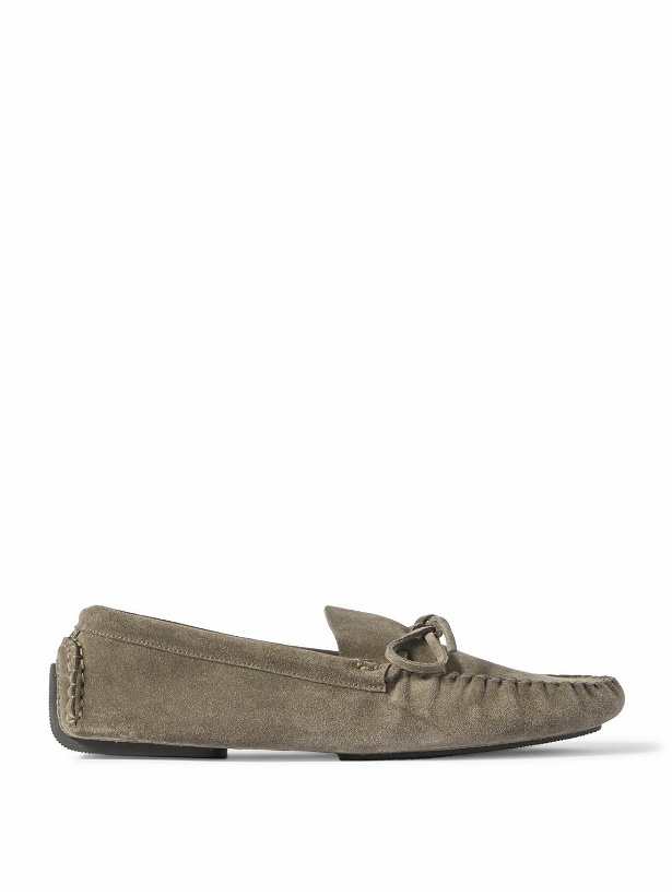 Photo: The Row - Lucca Suede Driving Shoes - Gray