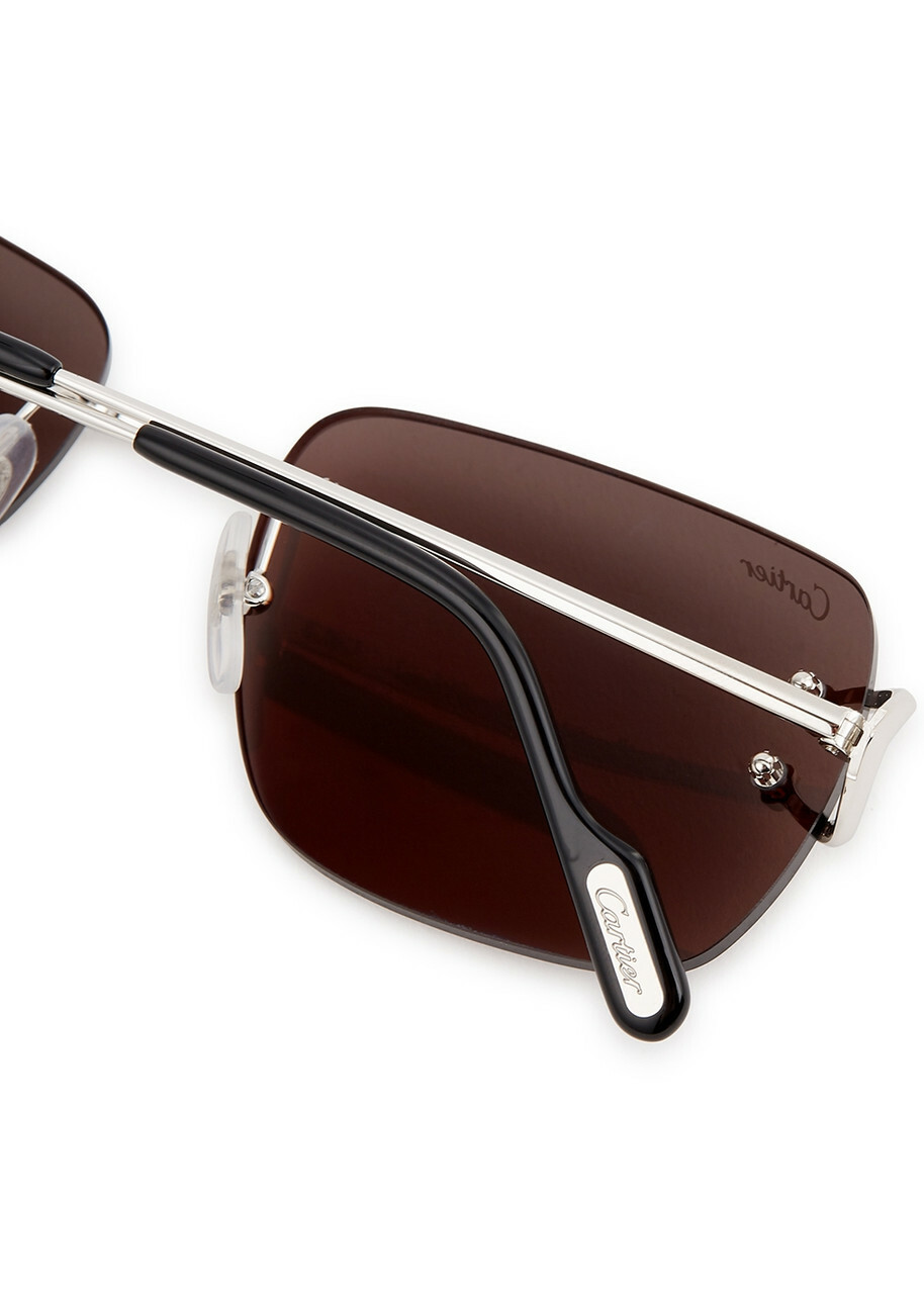 Cartier Signature C De Cartier Rimless Rectangle-frame Sunglasses ...