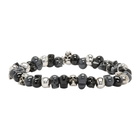 Alexander McQueen Grey and Black Beaded Skull Bracelet