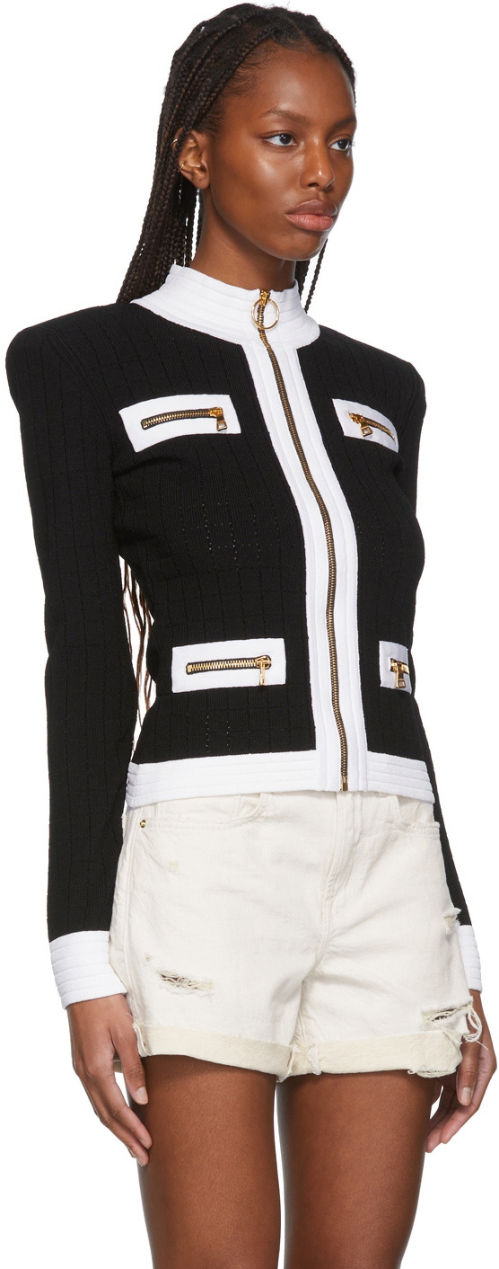 Balmain Black & White Knit Jacket Balmain
