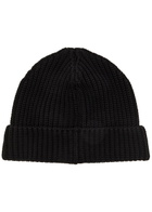 Moncler Logo-appliquéd Ribbed Cotton-knit Beanie - Black - One Size