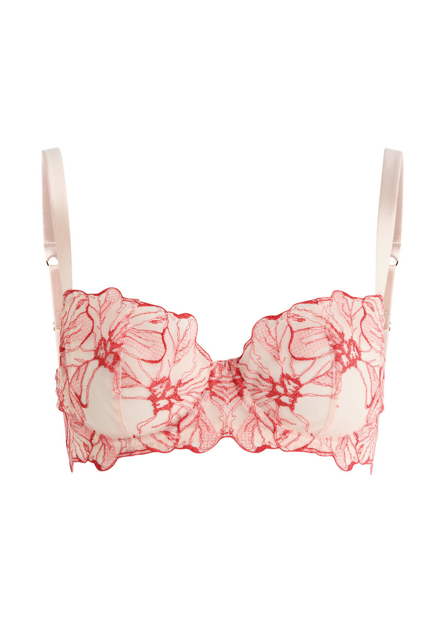 Fleur OF England Rosa Embroidered Tulle Underwired bra Pink