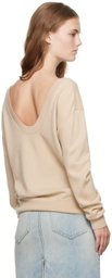We11done Beige Deep V-Neck Sweater