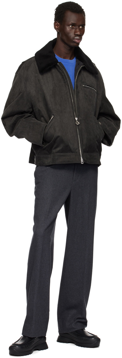 Solid Homme Black Peached Cotton & Down Jacket Set