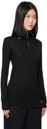 Jil Sander Black Half-Zip Long Sleeve Polo