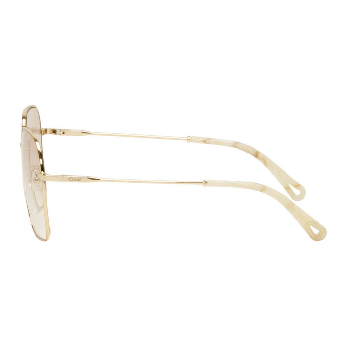 Chloe White and Gold Sunglasses CH0299S Chloé Rectangular Sunglasses 003 White - eye-oo.com main image 4